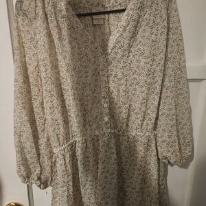 Mossimo Supply Co. Floral Blouse - Cream and Brown